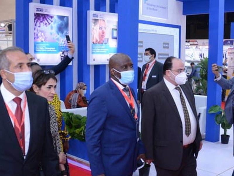 Visitors touring the EgyMedica exhibition floor